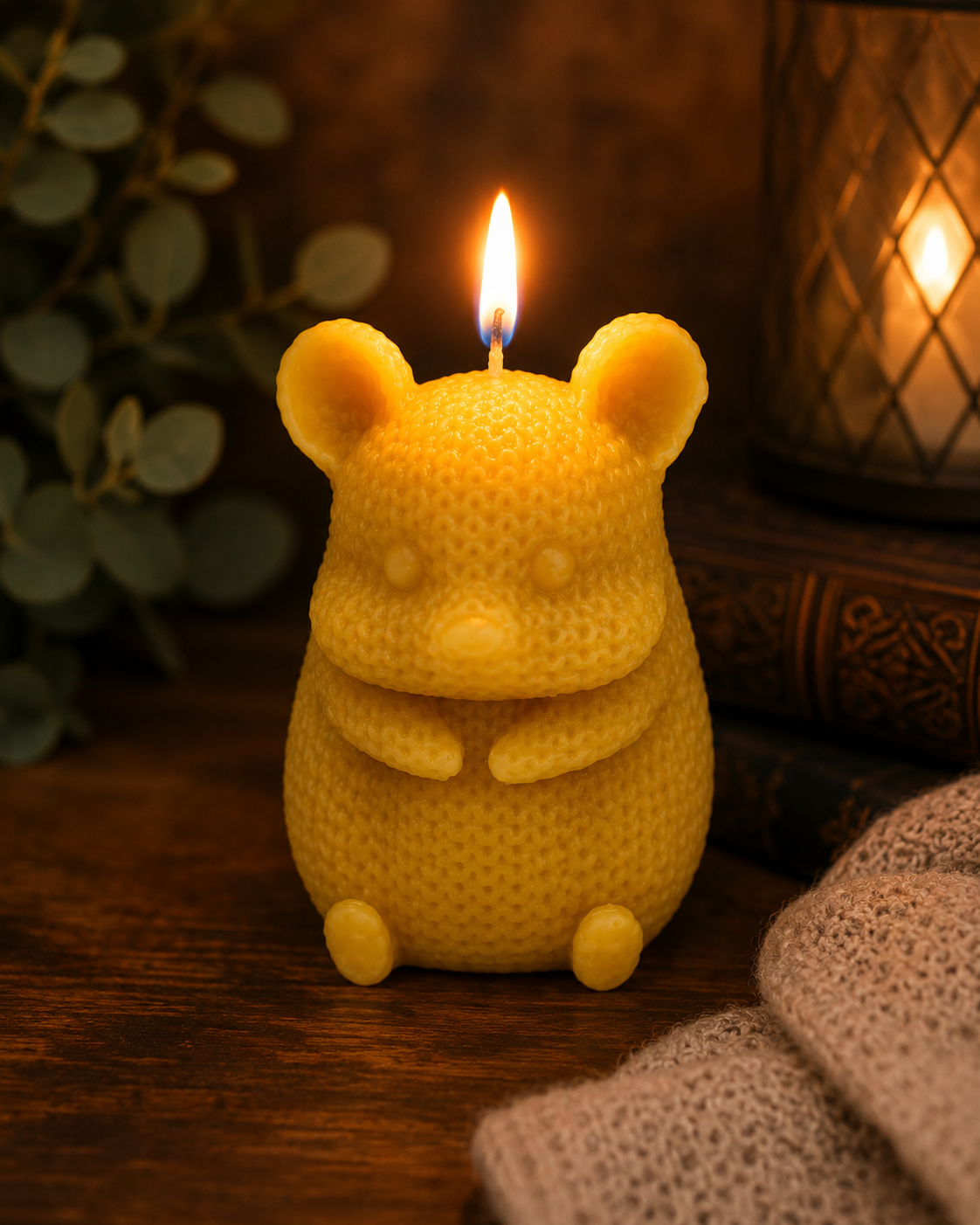 Knitted Mouse Beeswax Candle