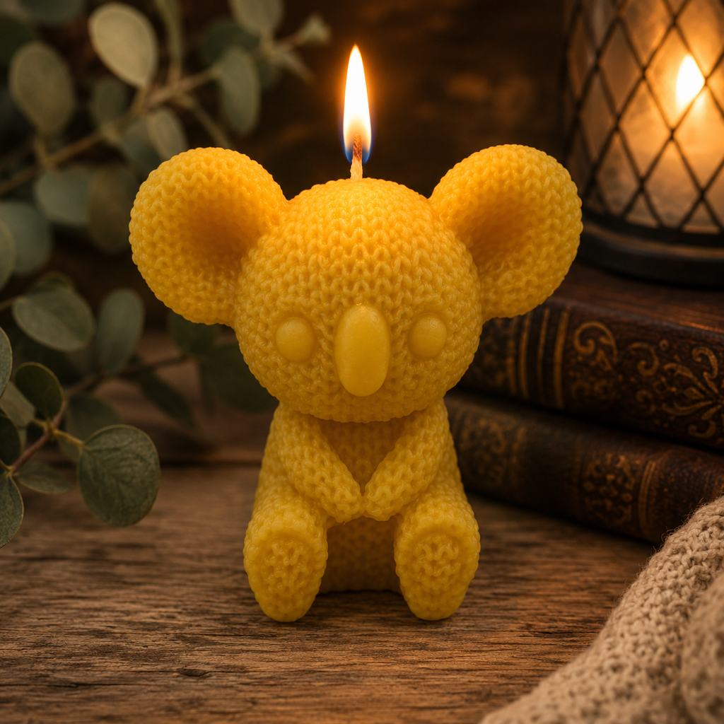 Knitted Koala Beeswax Candle