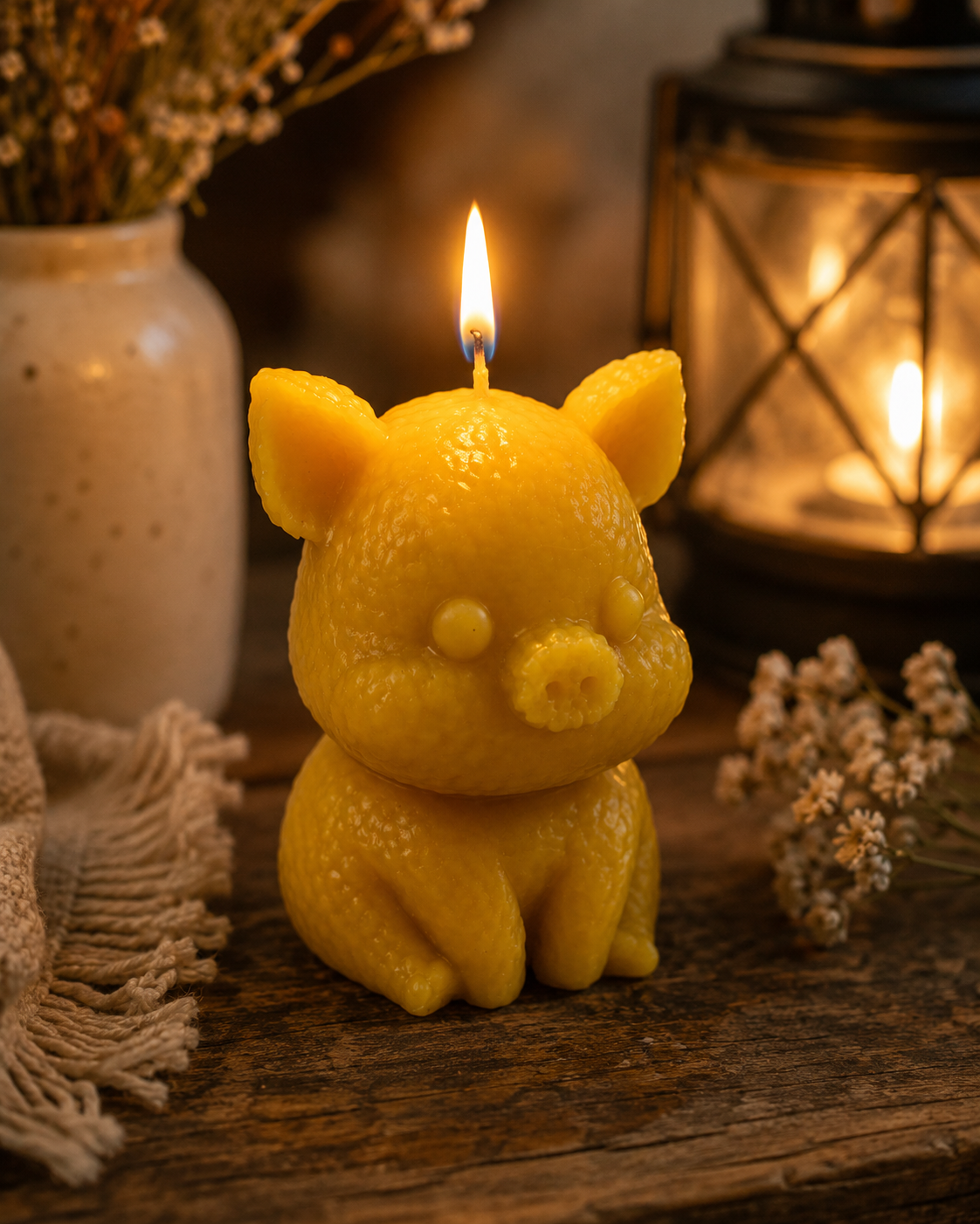 Piglet Beeswax Candle