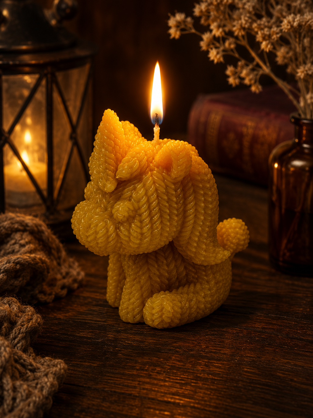 Knitted Unicorn Beeswax Candle