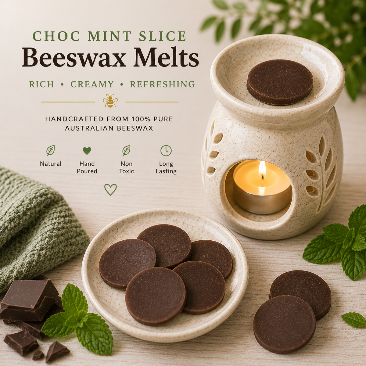 Choc Mint Slice Beeswax Melts