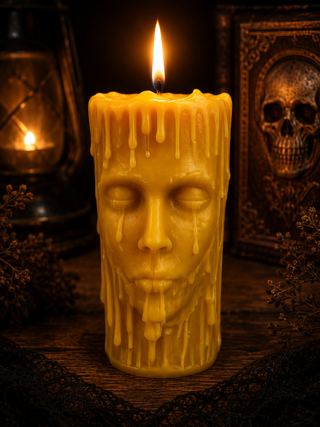 Dripping Face Beeswax Candle