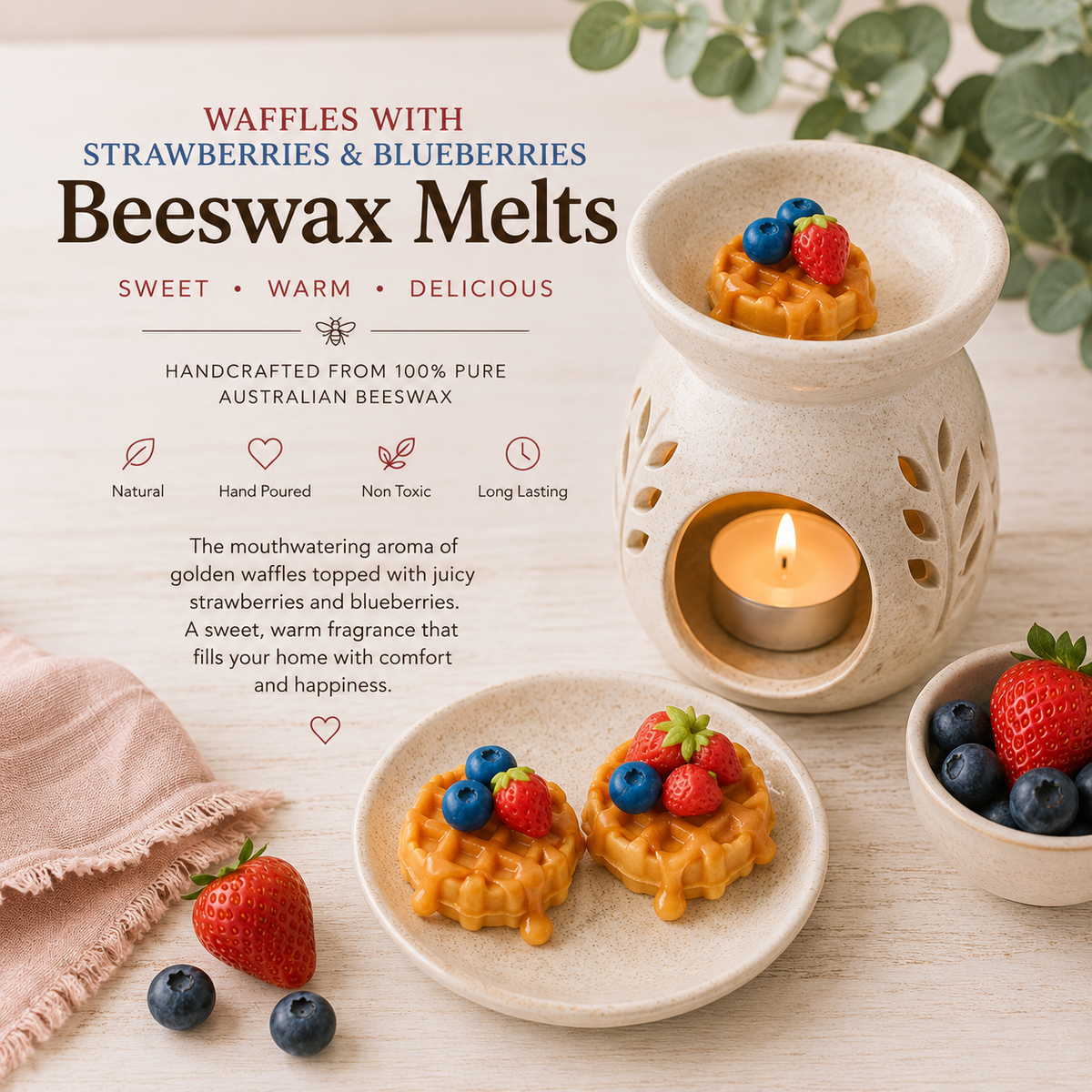 Waffles with Strawberries &amp; Blueberries Beeswax Melts