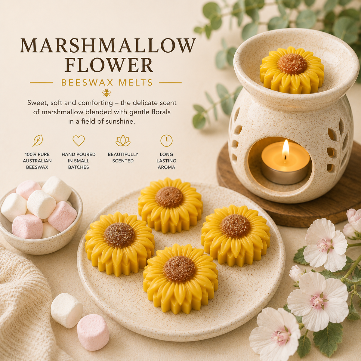 Marshmallow Flower Beeswax Melts