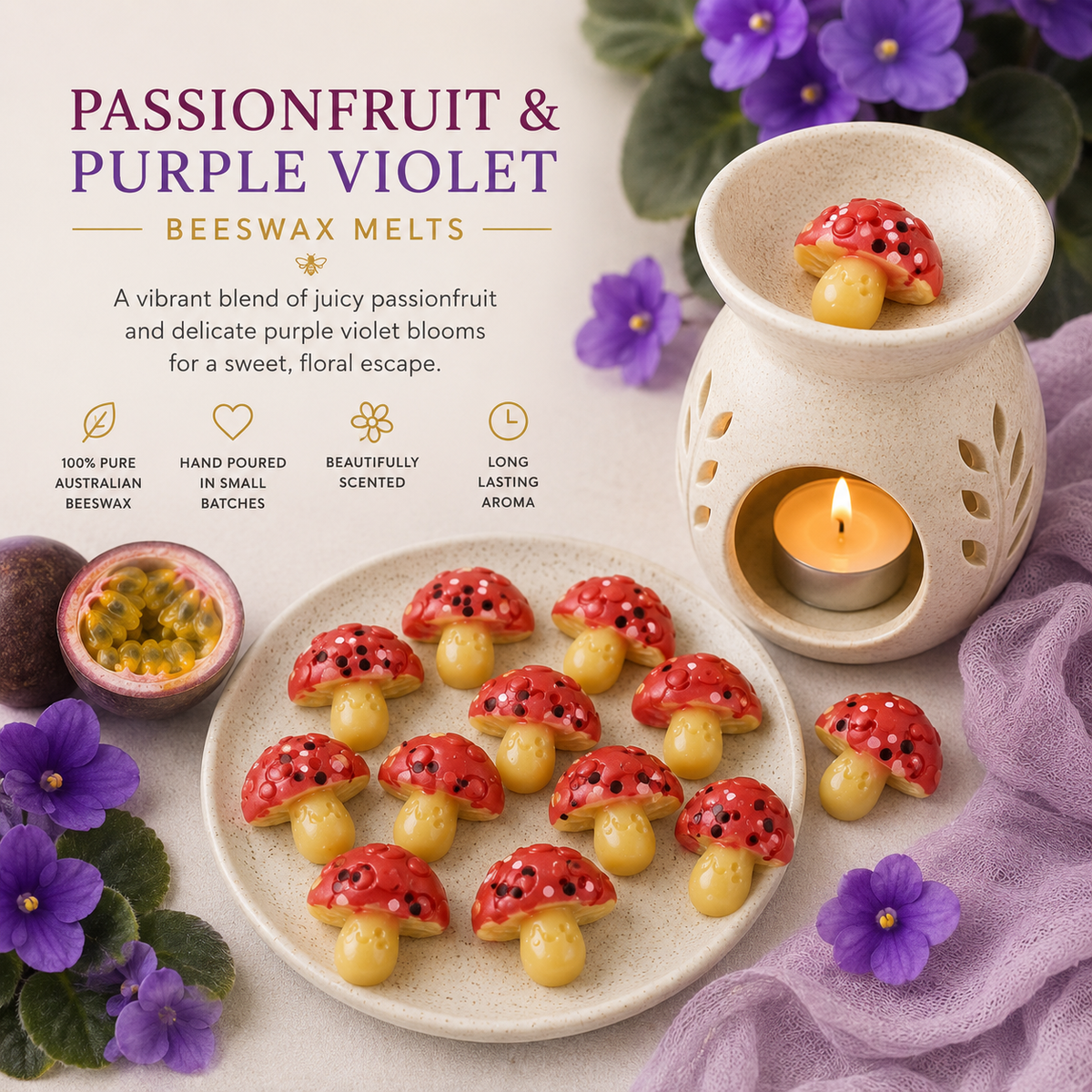 Passionfruit &amp; Purple Violet Beeswax Melts