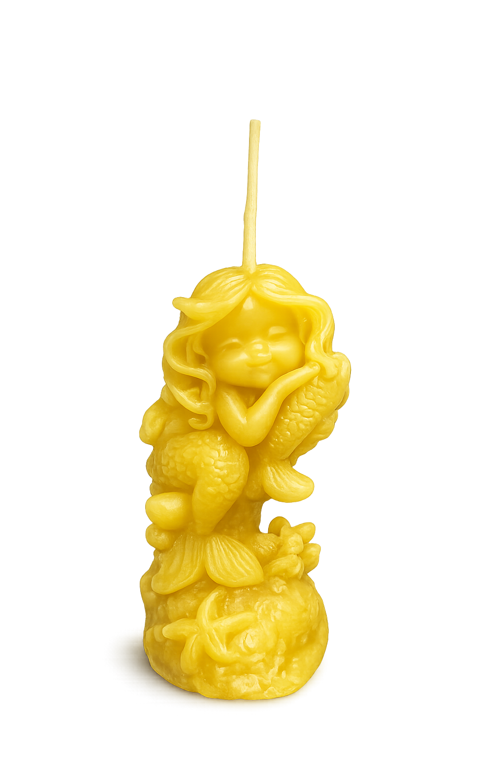 Mermaid on Coral Beeswax Candle