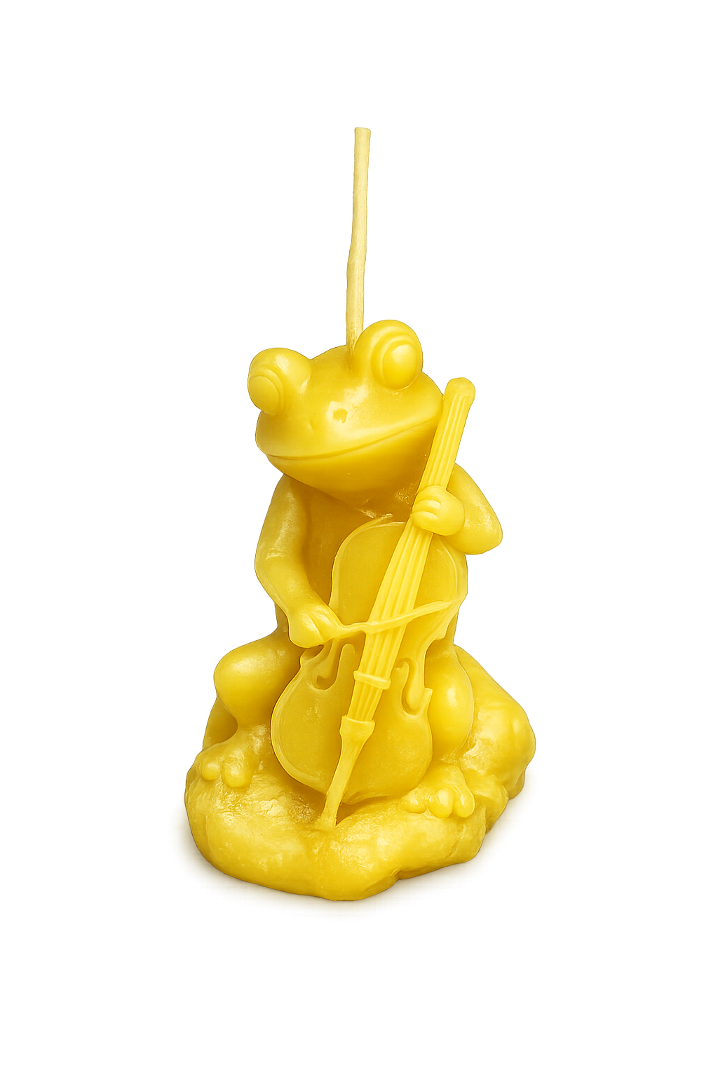 Frog Cellist Beeswax Candle