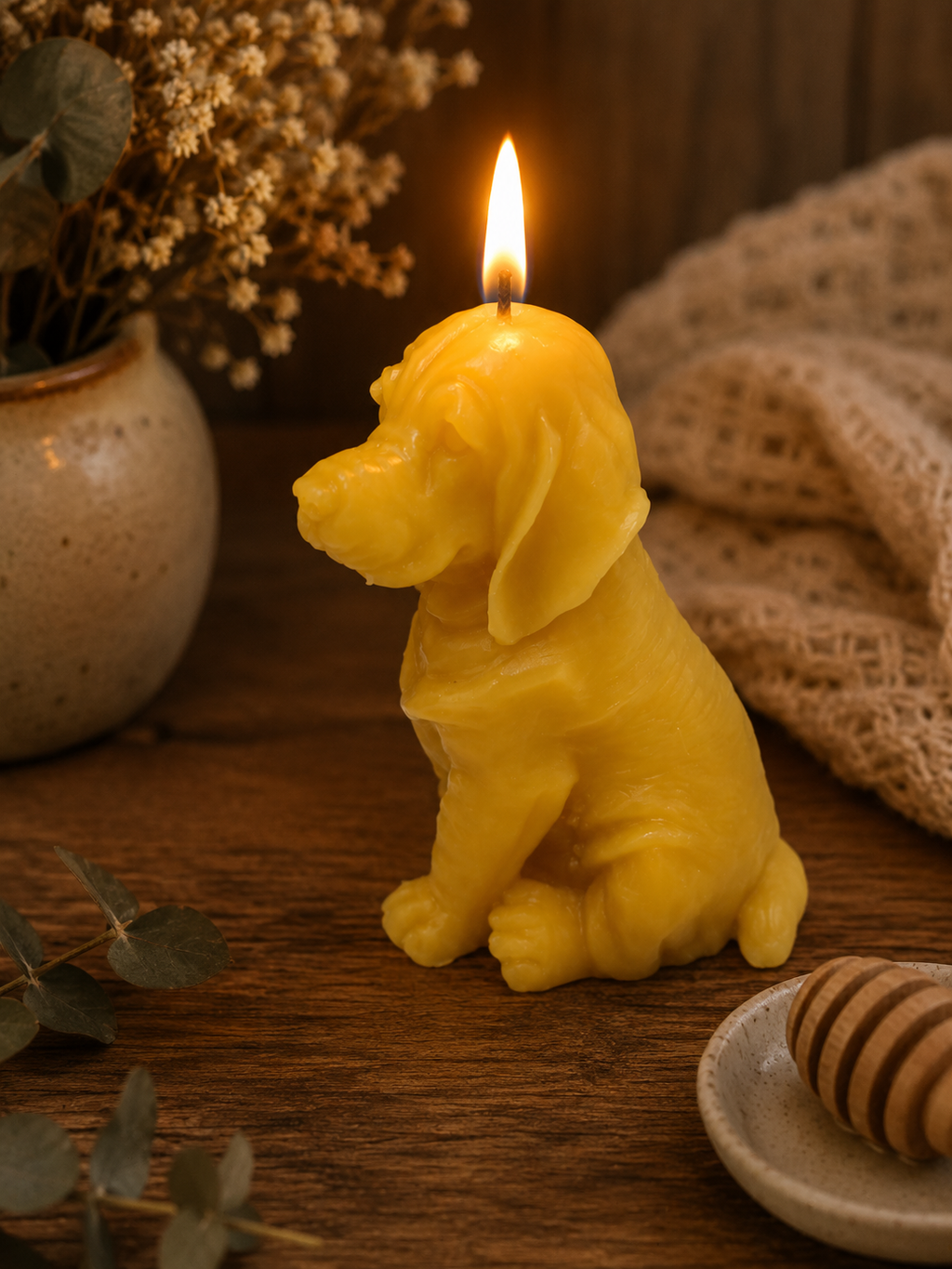 Labrador Puppy Beeswax Candle