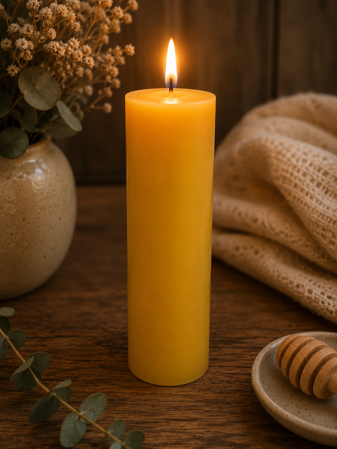 Pure Beeswax Pillar Candle