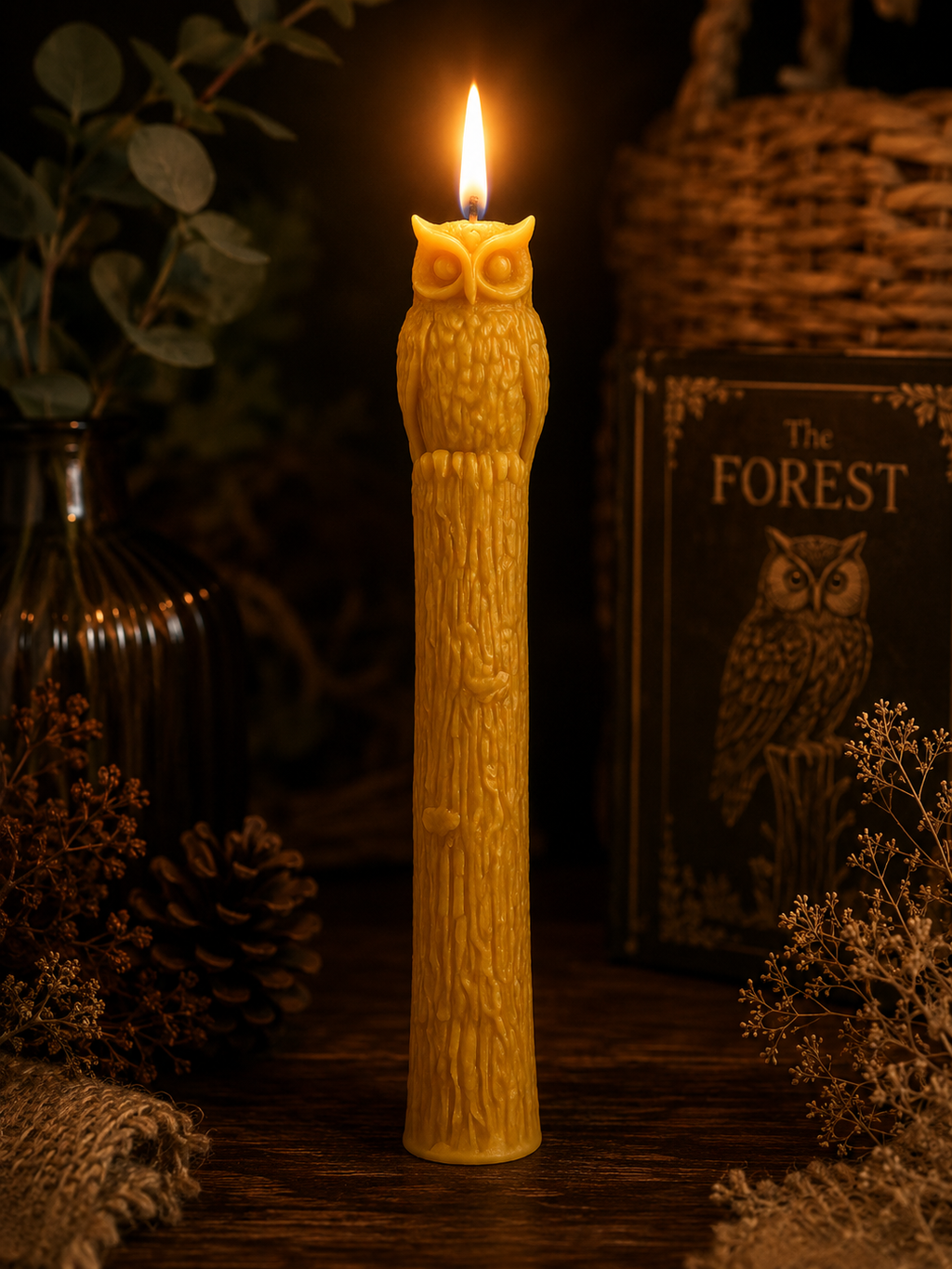 Owl Pillar Beeswax Candle
