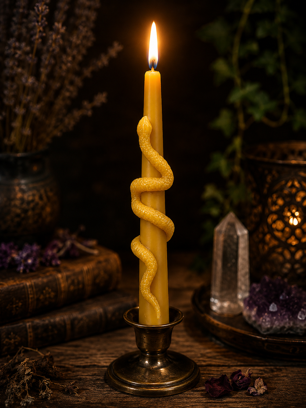 Serpent Taper Beeswax Candle