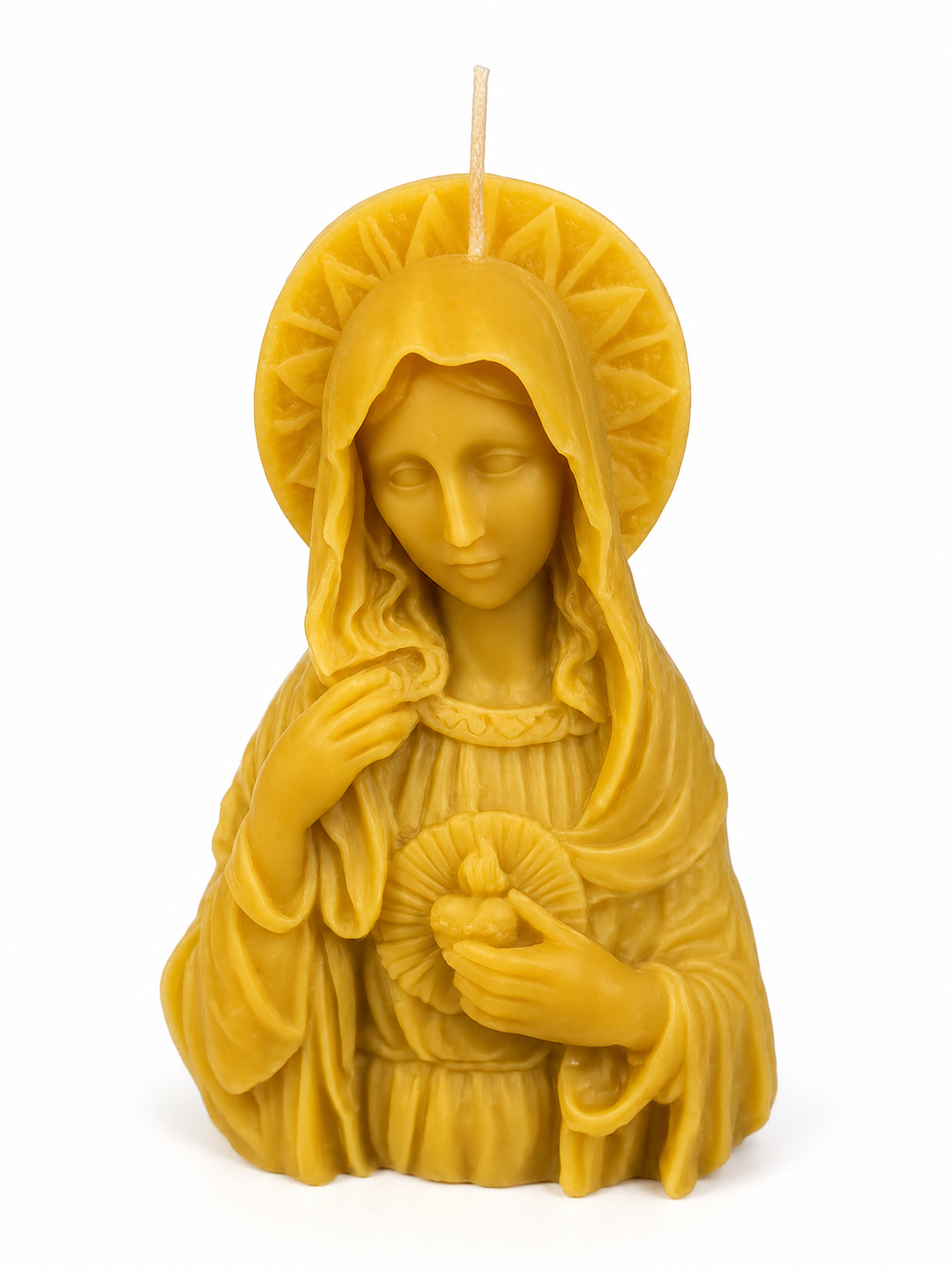 Sacred Heart of Mary Pure Beeswax Candle