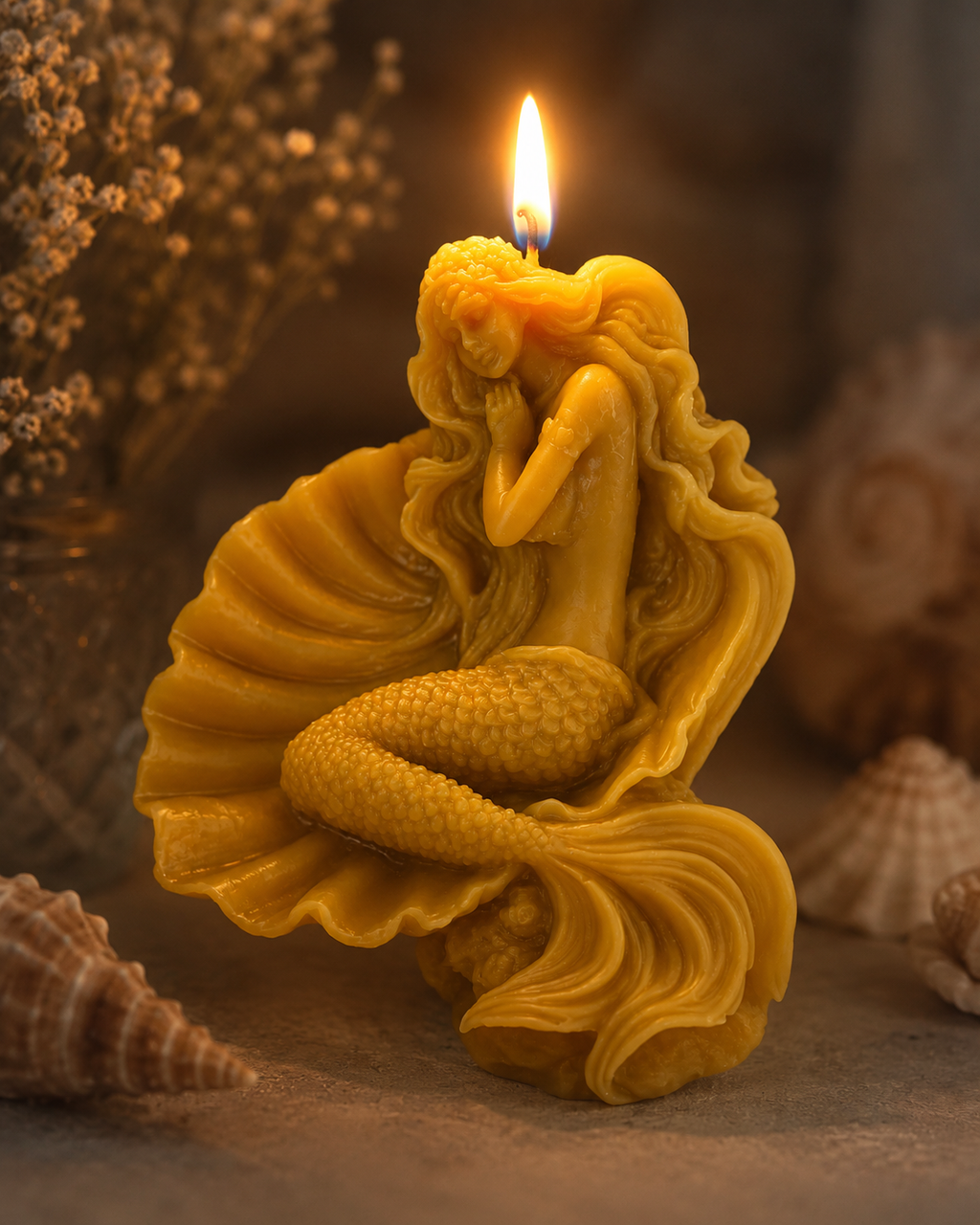 Mermaid Beeswax Candle-Large