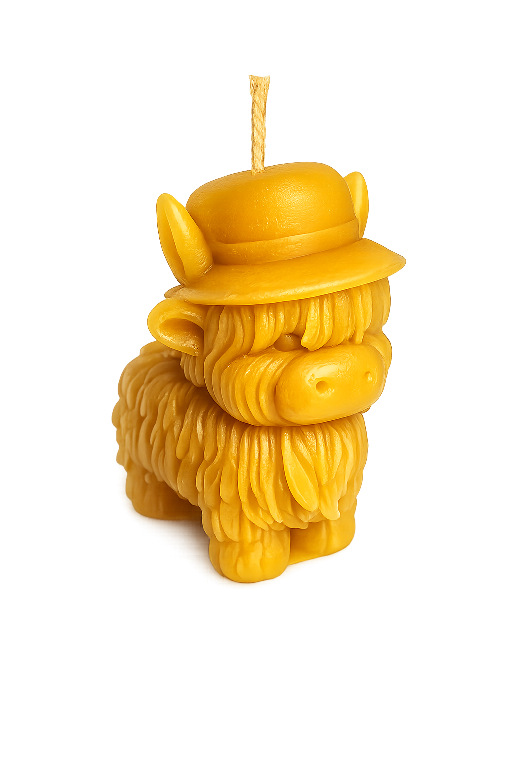 Highland Cow with Hat Beeswax Candle