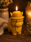 Highland Cow with Hat Beeswax Candle