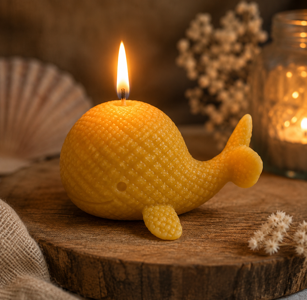Knitted Whale Beeswax Candle