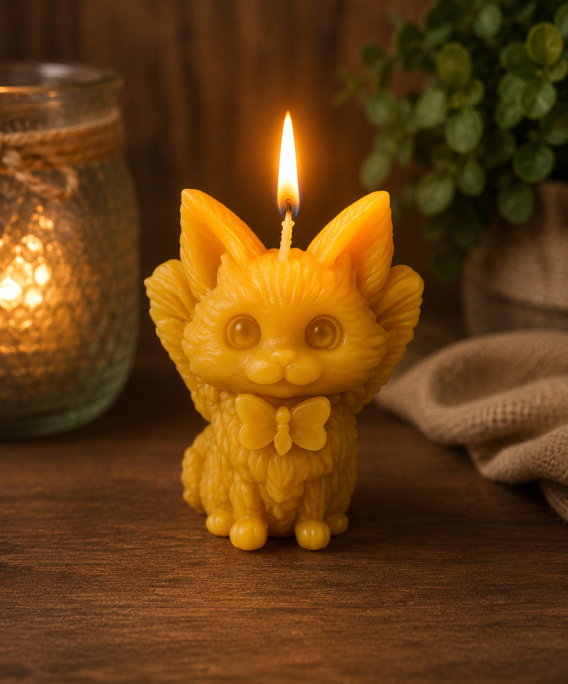 Cat with Wings Beeswax Candle
