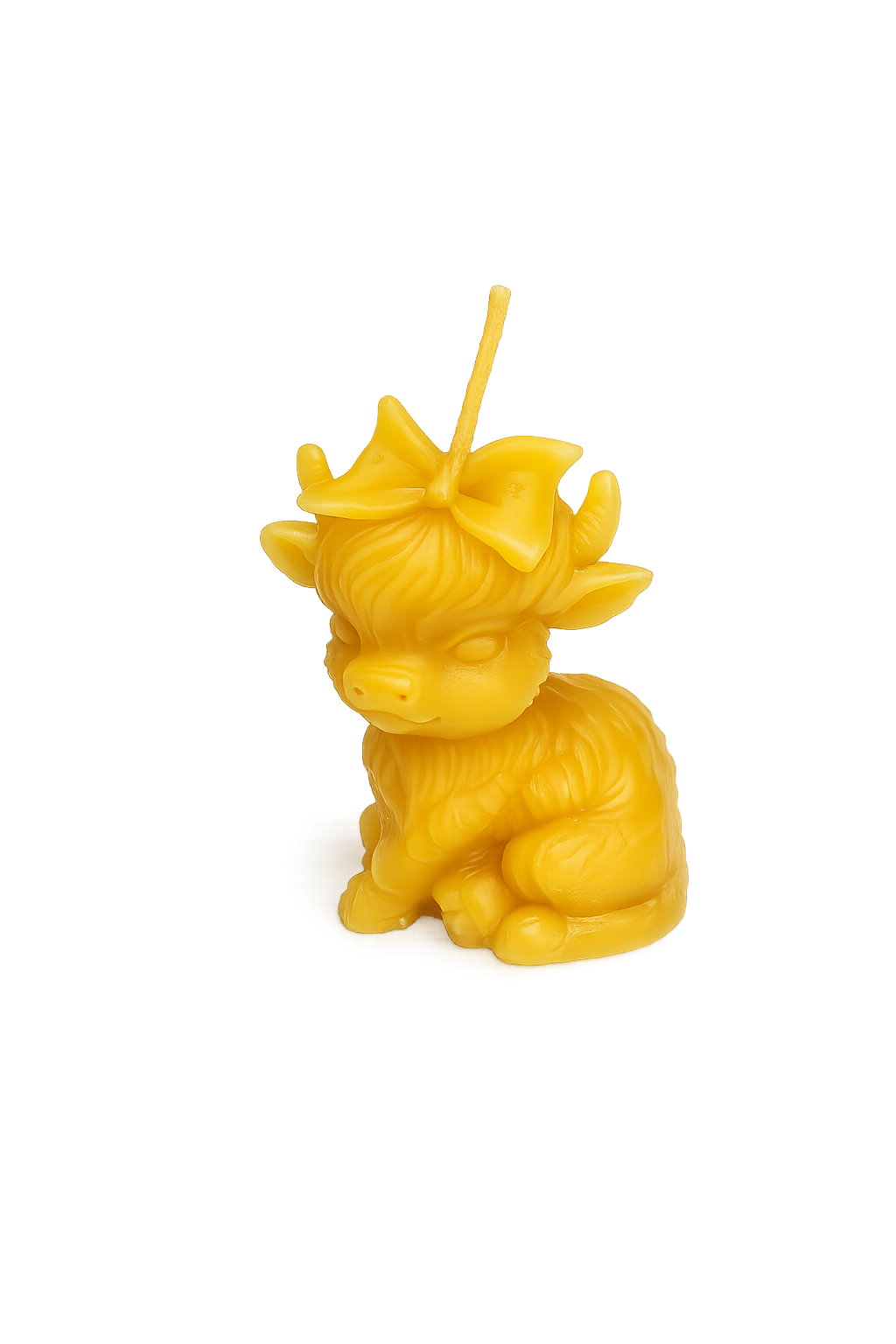 Mini Highland Cow with Bow Beeswax Candle