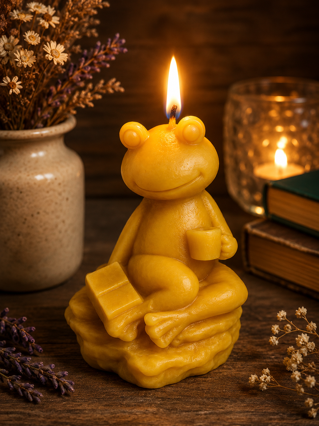 Frog Chillin Beeswax Candle