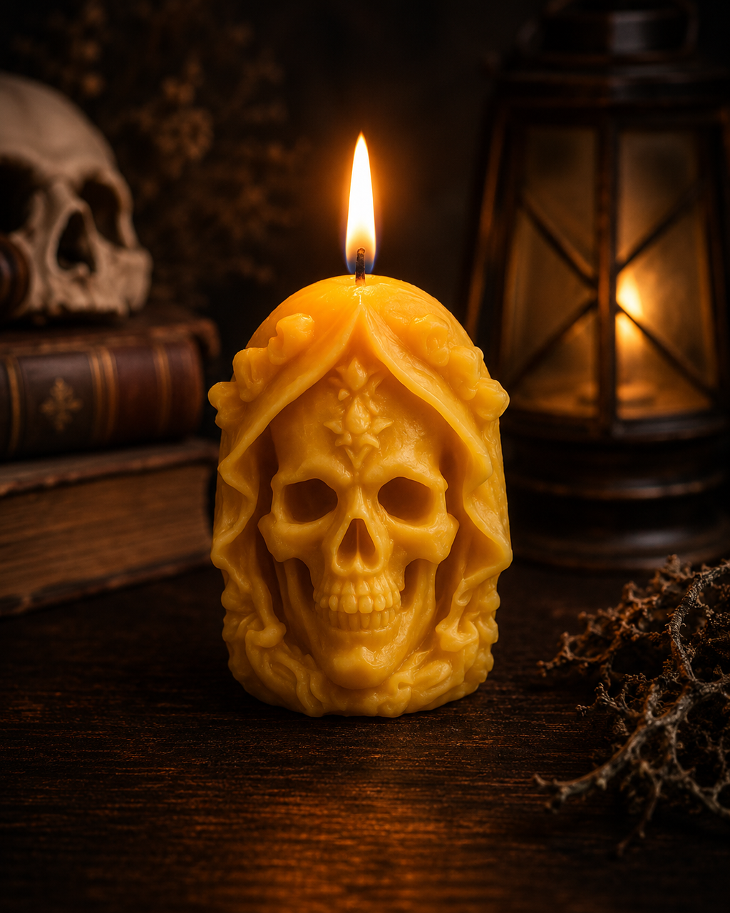 Skull with Hood Beeswax Candle