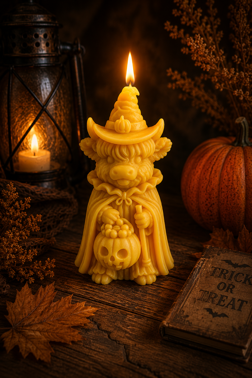 Highland Cow Trick-or-Treat Beeswax Candle