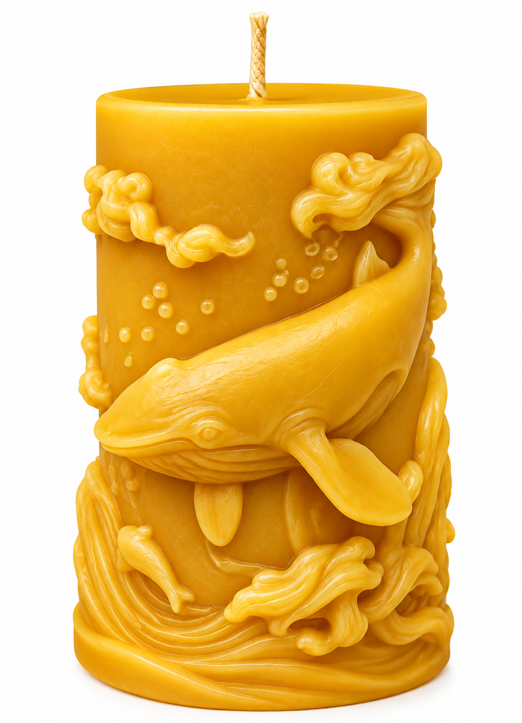 Whale Ocean Wave Beeswax Candle