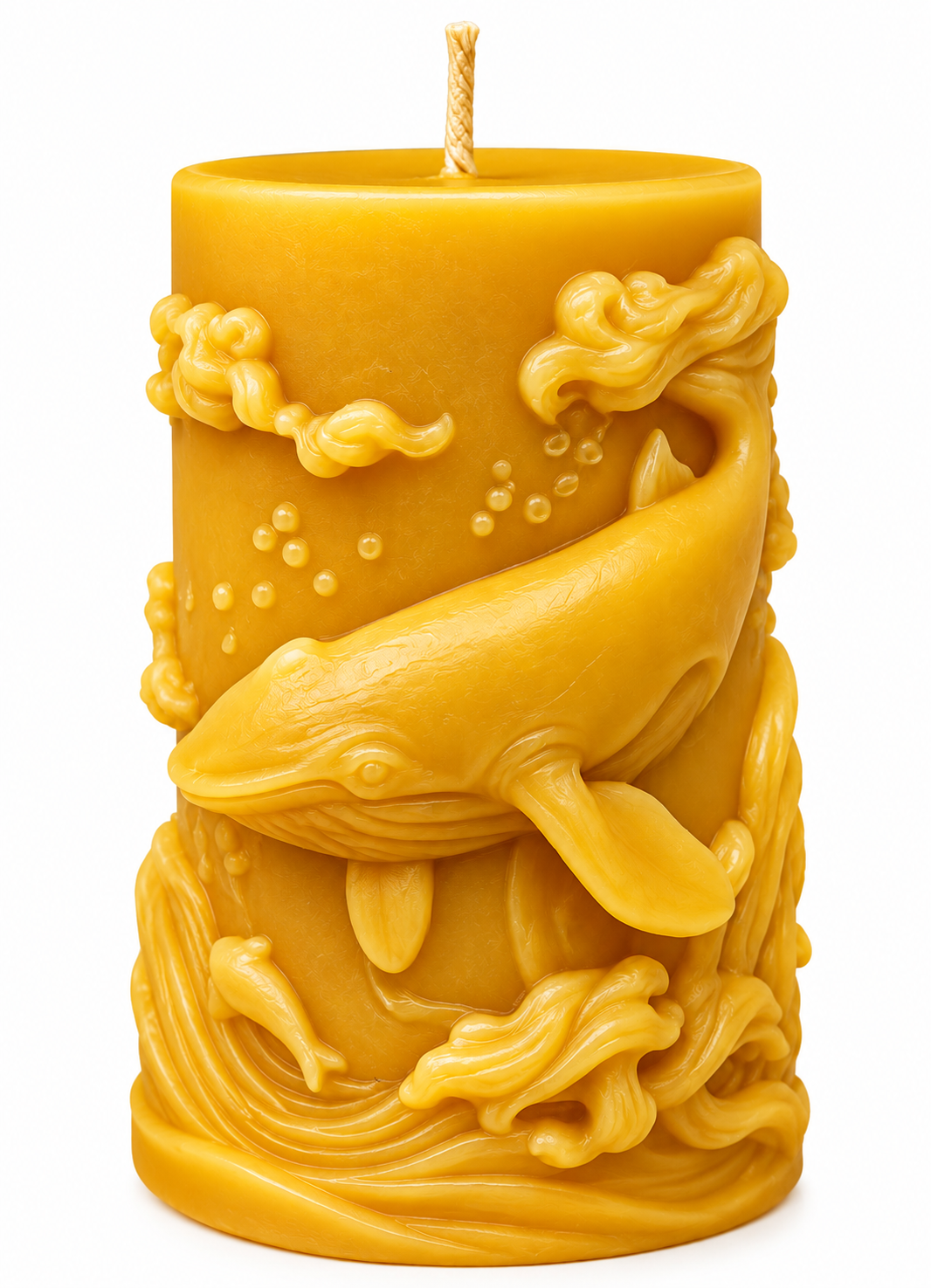 Whale Ocean Wave Beeswax Candle