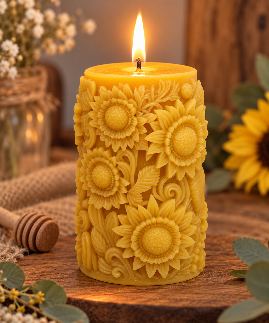 Sunflower Garden Beeswax Candle